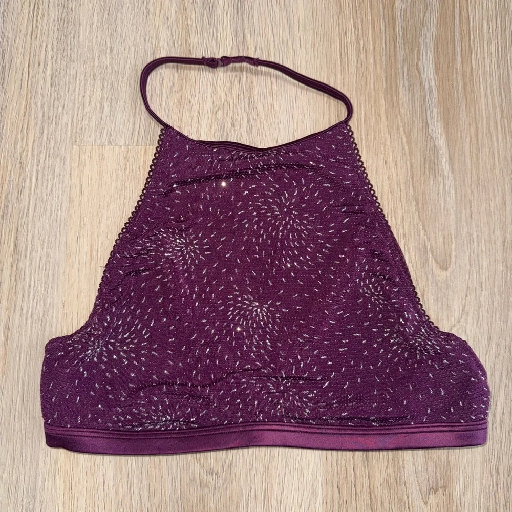 Victoria’s Secret Burgundy High Neck Halter Bralette- Size Small